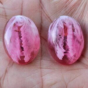 W.Germany Women Earrings Vintage Jewelry Pink/Gold Stud Clip On Earrings